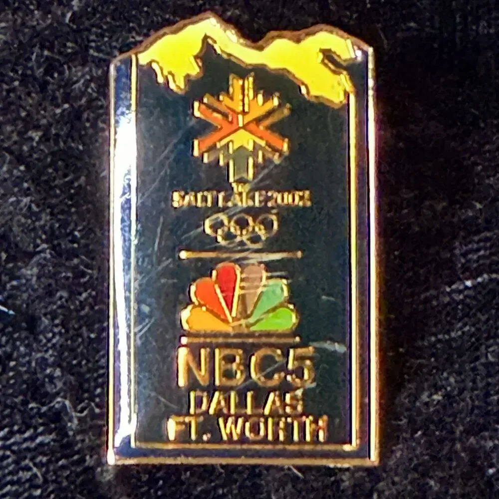 VTG NBC 5 Dallas Ft Worth Salt Lake City Olympics Pin Gold Tone Collectible